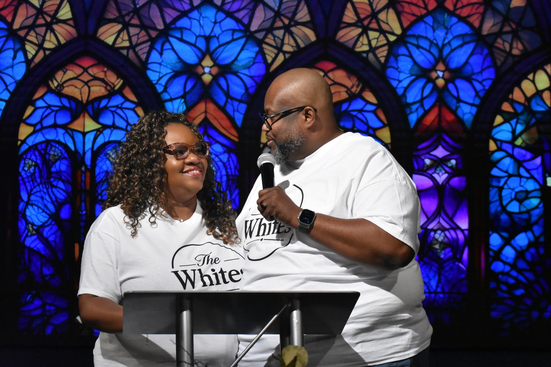 Bishop Aubrey and Lady Tamika White welcoming the Victory Life congregation